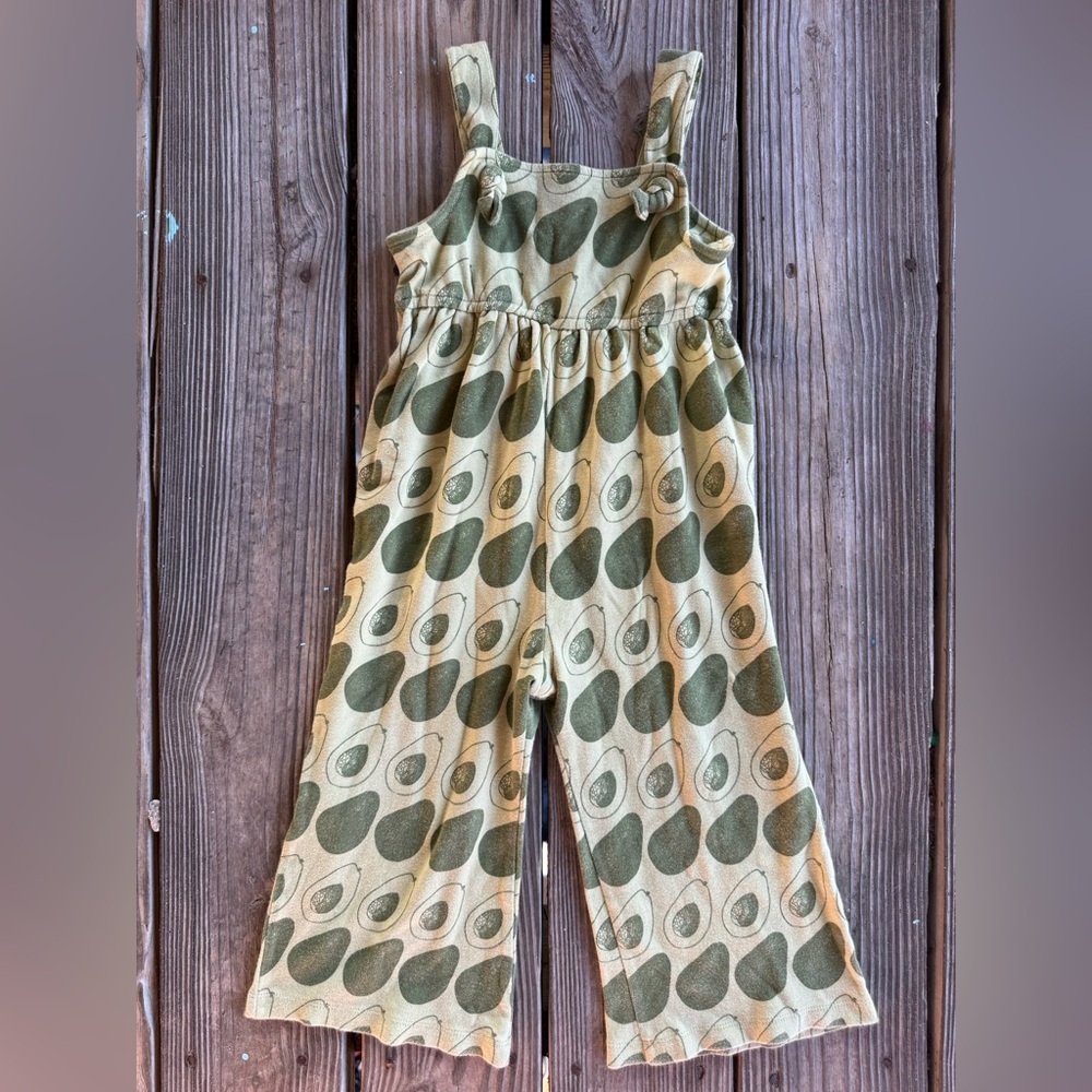 kate quinn organics - avocado tie-front jumpsuit - wide leg overalls - 3T